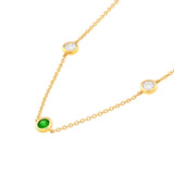 14K  Diamond &amp; Emerald Bezel Station Necklace