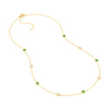 14K  Diamond &amp; Emerald Bezel Station Necklace