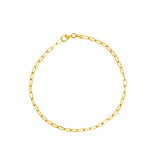14K Solid Gold Alternating Paperclip Link Chain Anklet 2.8mm