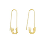 14K Solid Gold Safety Pin Earrings