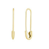 14K Solid Gold Safety Pin Earrings